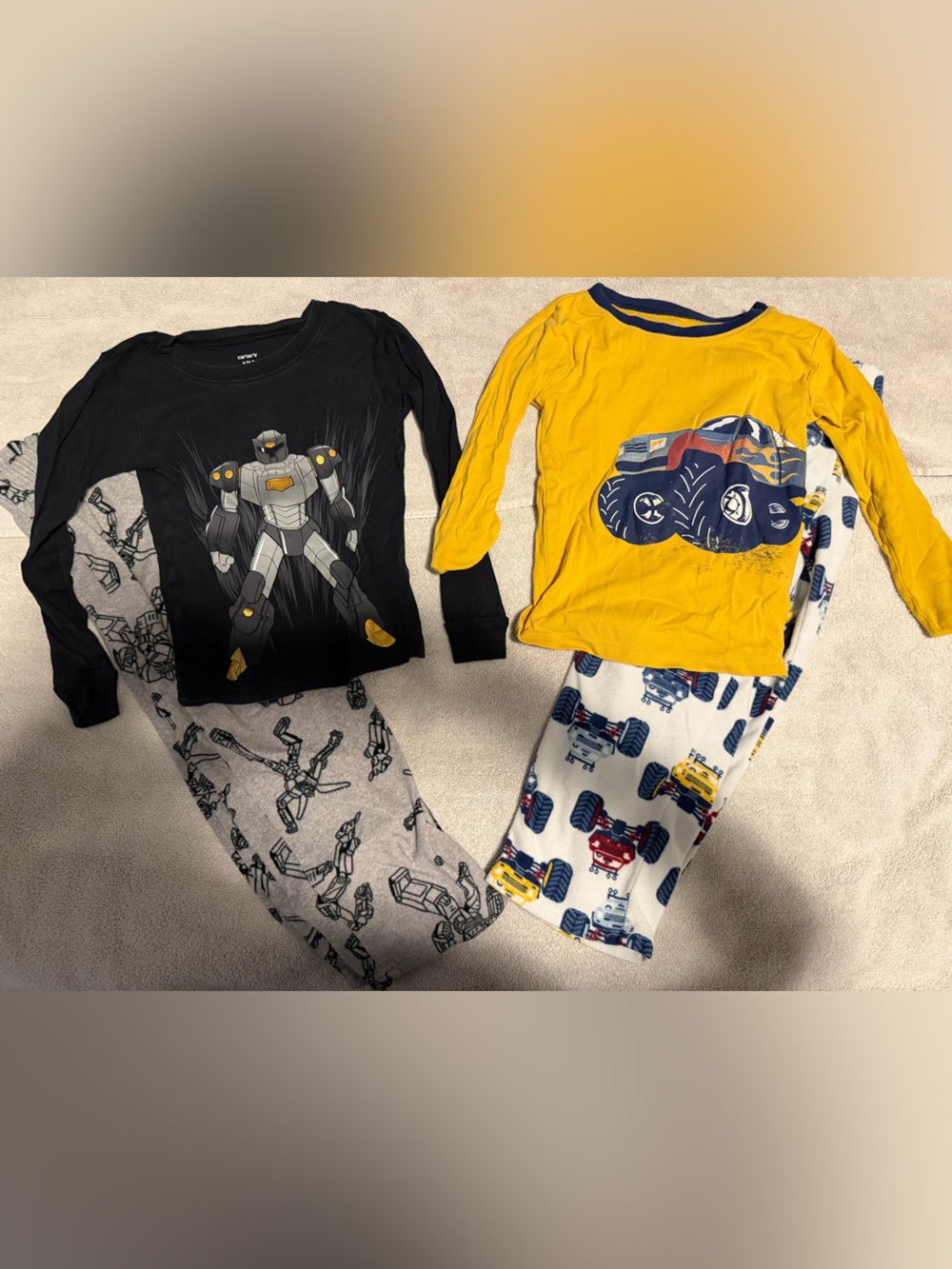 Carter's Black Robot and Yellow Monster Truck Pajama Set